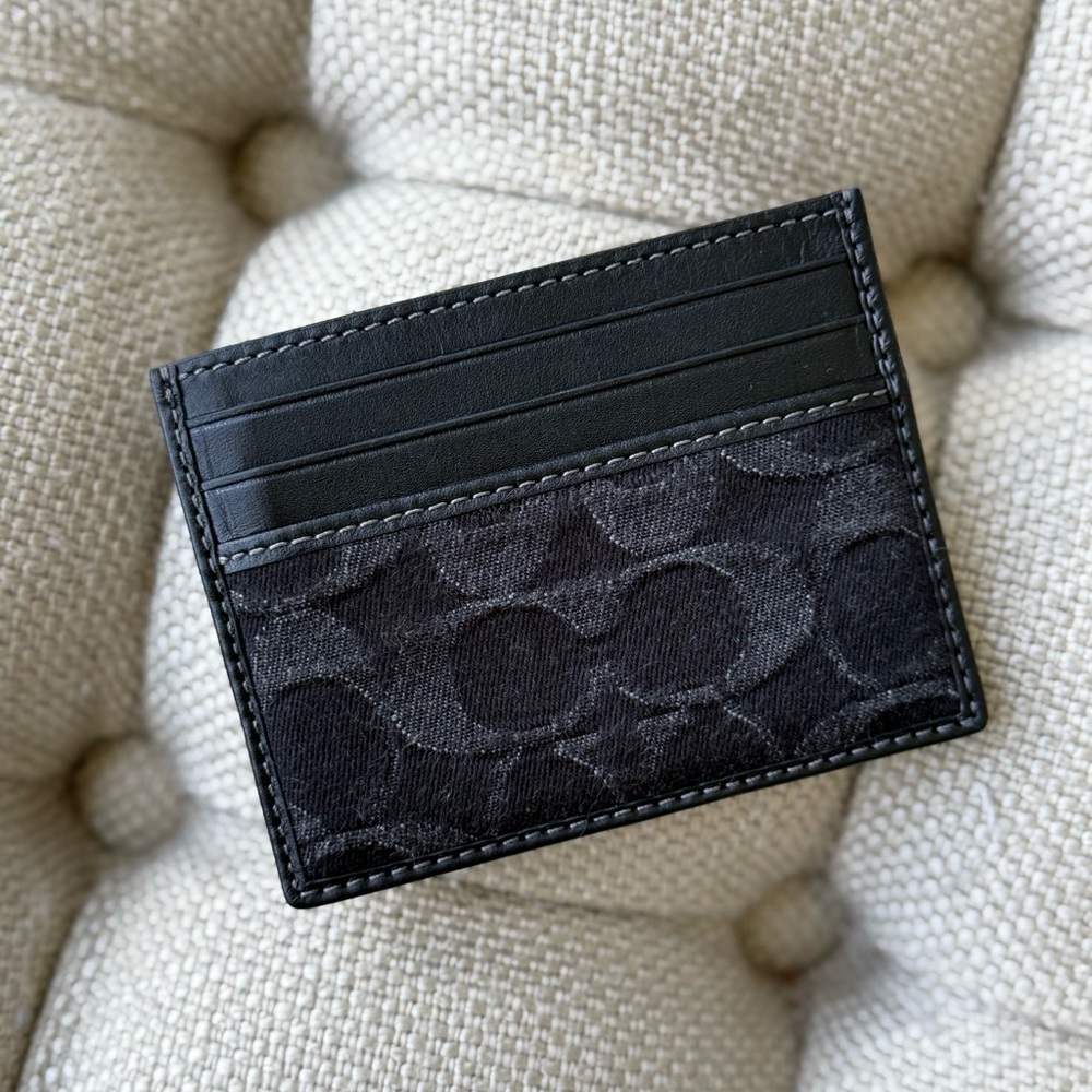Black Coach Denim Card Case